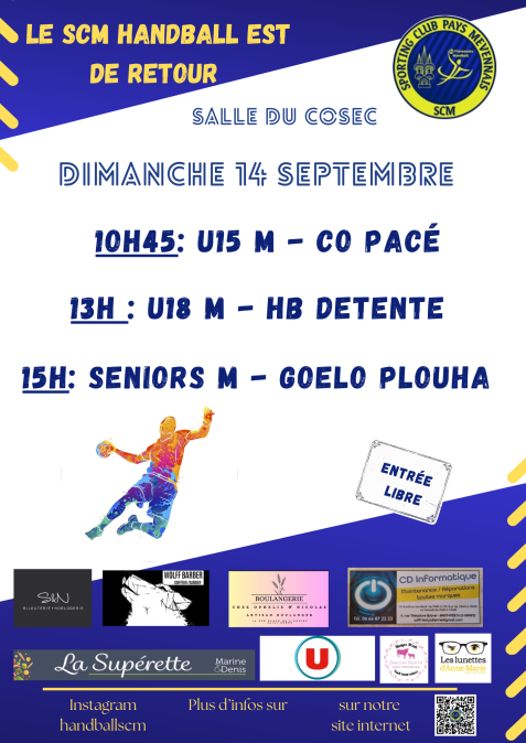 Coup d'envoi de la saison dimanche 14 septembre au Cosec!